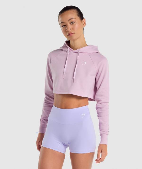 Damske Mikiny S Kapucňou Gymshark Training Cropped Svetlo Ruzove | LK7681530